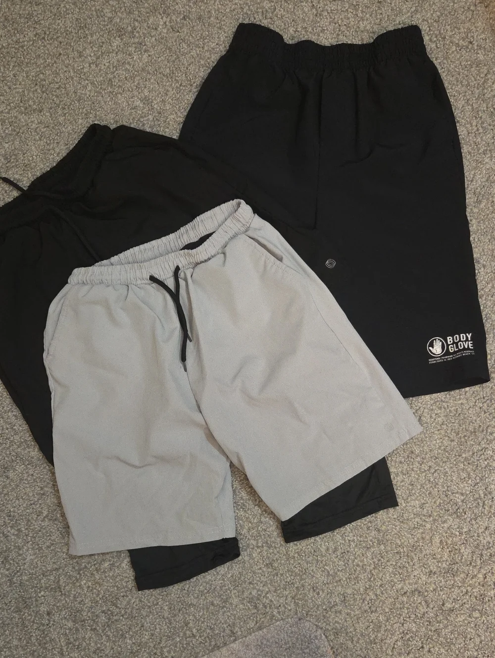 3 Pair Balance and Body Glove Black & Gray Athletic Lined Shorts Bundle 14/16